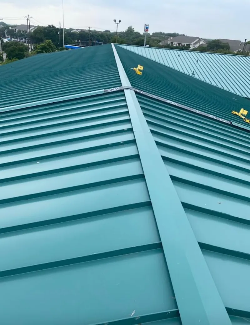 Green commercial metal roof ridge and valley for Metal Roof Repair in Twin Lakes